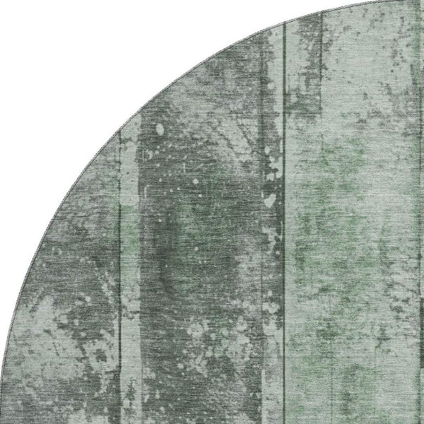 HomeRoots 8' Green and Gray Striped Washable Round Rug – UV Protected, Non-Slip, Perfect for High-Traffic Areas 698014