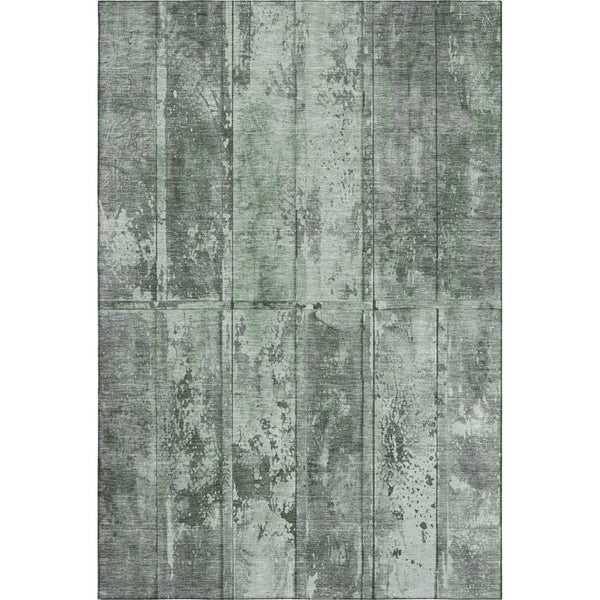 HomeRoots 10' Green and Gray Striped Washable Area Rug with UV Protection, Stain Resistance for High Traffic Areas 698017