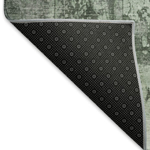 HomeRoots 10' Green and Gray Striped Washable Area Rug with UV Protection, Stain Resistance for High Traffic Areas 698017