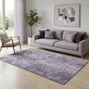 HomeRoots 5' X 8' Purple and Gray Striped Area Rug - Washable, UV-Protected, Stain-Resistant, Non-Slip Design 698019