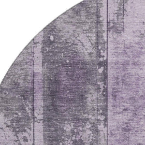 HomeRoots 8' Stylish Purple and Gray Striped Washable Round Rug with Non-Slip Backing and UV Protection 698020