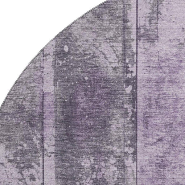 HomeRoots 8' Stylish Purple and Gray Striped Washable Round Rug with Non-Slip Backing and UV Protection 698020