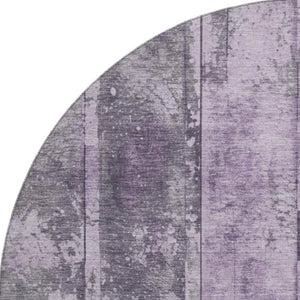 HomeRoots 8' Stylish Purple and Gray Striped Washable Round Rug with Non-Slip Backing and UV Protection 698020