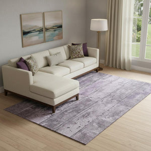 HomeRoots 9' X 12' Striped Purple and Gray Washable Area Rug with UV Protection for Stylish Home Spaces 698022