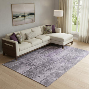 HomeRoots 10' X 14' Purple and Gray Striped Washable Area Rug - UV Resistant, Durable & Stylish for Any Space! 698023