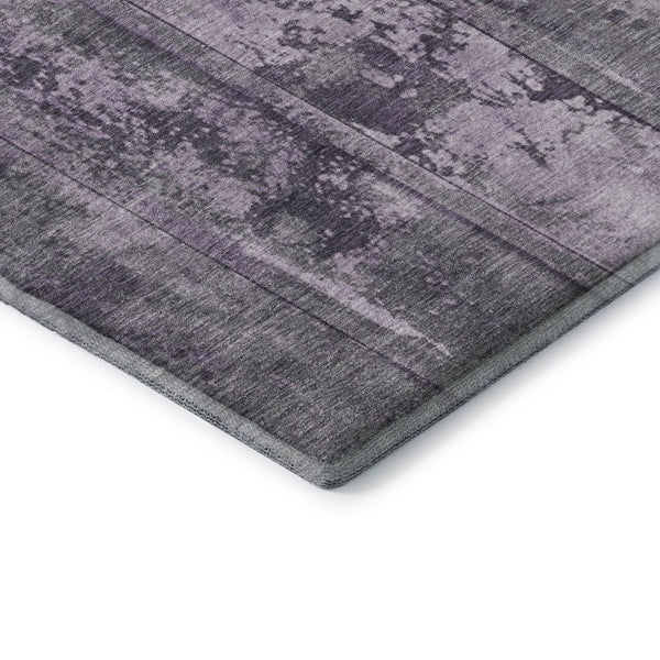 HomeRoots 10' X 14' Purple and Gray Striped Washable Area Rug - UV Resistant, Durable & Stylish for Any Space! 698023