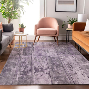 HomeRoots 10' X 14' Purple and Gray Striped Washable Area Rug - UV Resistant, Durable & Stylish for Any Space! 698023
