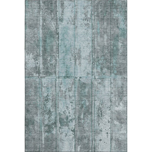HomeRoots 5' X 8' Teal and Gray Striped Area Rug - Washable, UV-Resistant, Durable for High-Traffic Spaces! 698025