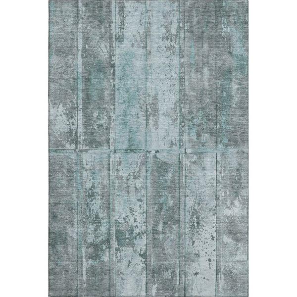 HomeRoots 5' X 8' Teal and Gray Striped Area Rug - Washable, UV-Resistant, Durable for High-Traffic Spaces! 698025