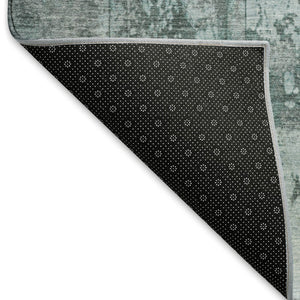 HomeRoots 5' X 8' Teal and Gray Striped Area Rug - Washable, UV-Resistant, Durable for High-Traffic Spaces! 698025