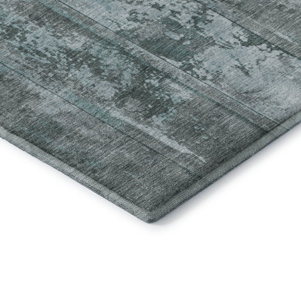 HomeRoots 5' X 8' Teal and Gray Striped Area Rug - Washable, UV-Resistant, Durable for High-Traffic Spaces! 698025