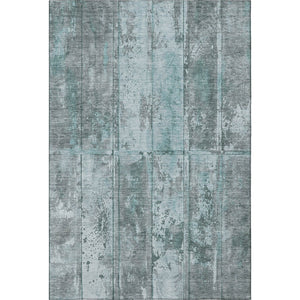 HomeRoots 5' X 8' Teal and Gray Striped Area Rug - Washable, UV-Resistant, Durable for High-Traffic Spaces! 698025