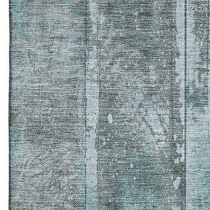 HomeRoots 8' X 10' Teal & Gray Striped Washable Area Rug with UV Protection, Stain Resistance & Non-Slip Backing 698027