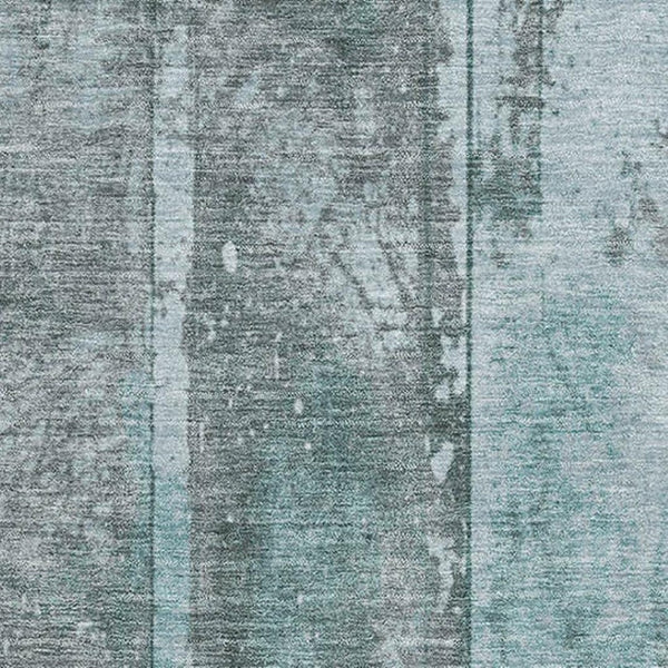 HomeRoots 9' X 12' Teal and Gray Striped Area Rug - Washable, Stain-Resistant, UV Protected for Busy Homes 698028