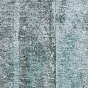 HomeRoots 10' Teal and Gray Striped Area Rug – Washable, UV-Protected, Durable for Busy Homes, 10x14 ft 698029