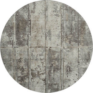 HomeRoots 8' Stylish Taupe Beige and Gray Striped Washable Round Rug with UV Protection for All Spaces 698032
