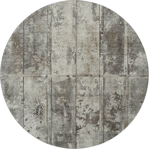 HomeRoots 8' Stylish Taupe Beige and Gray Striped Washable Round Rug with UV Protection for All Spaces 698032