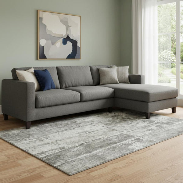 HomeRoots 8' X 10' Striped Taupe Beige and Gray Washable Area Rug - Durable, Stain Resistant, UV Protected Elegance 698033