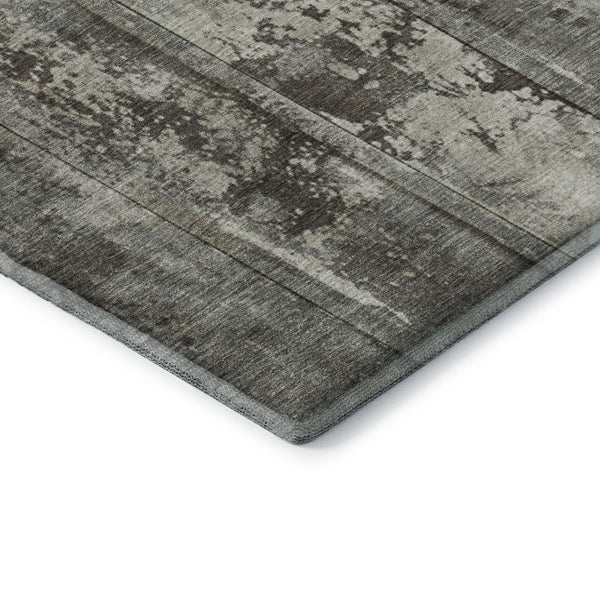 HomeRoots 8' X 10' Striped Taupe Beige and Gray Washable Area Rug - Durable, Stain Resistant, UV Protected Elegance 698033