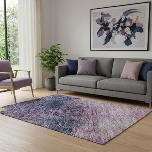 HomeRoots 5' X 8' Stylish Blush Mint Green Charcoal Area Rug – Washable, UV Protected & Stain-Resistant Design 698037