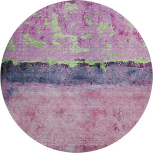 HomeRoots 8' Washable Round Rug in Blush, Mint Green & Charcoal - UV Protected, Durable & Stylish Design 698038