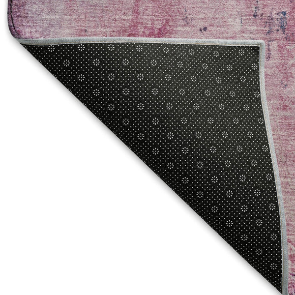 HomeRoots 8' Washable Round Rug in Blush, Mint Green & Charcoal - UV Protected, Durable & Stylish Design 698038