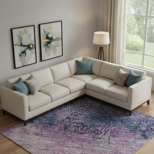 HomeRoots 9' X 12' Abstract Washable Area Rug in Blush, Mint Green & Charcoal - UV Protected, Durable & Stylish 698040