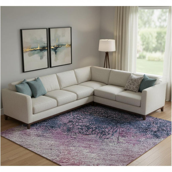 HomeRoots 10' X 14' Stylish Blush Mint Green Charcoal Abstract Area Rug - Washable, UV Protected & Durable 698041