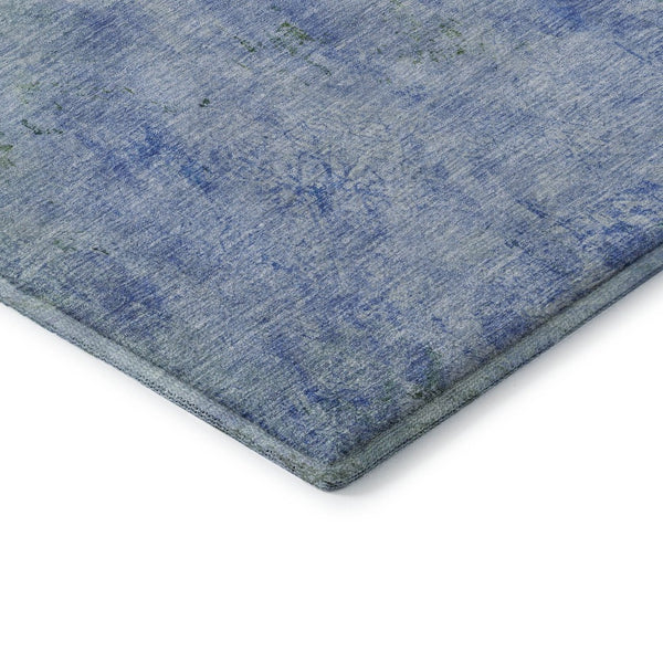 HomeRoots 5' X 8' Blue, Gold & Ivory Abstract Washable Area Rug - UV Protected, Stain Resistant & Durable Design 698043