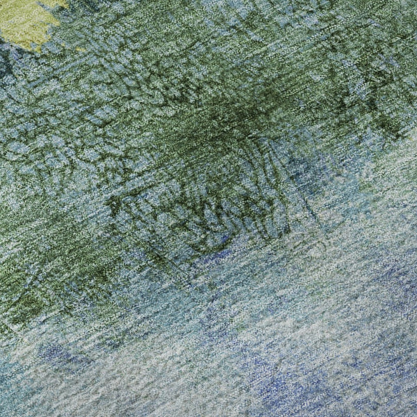 HomeRoots 5' X 8' Blue, Gold & Ivory Abstract Washable Area Rug - UV Protected, Stain Resistant & Durable Design 698043