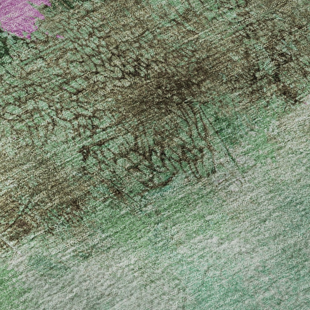 HomeRoots 9' X 12' Vibrant Green Teal Pink Abstract Washable Area Rug with UV Protection for Stylish Spaces 698052