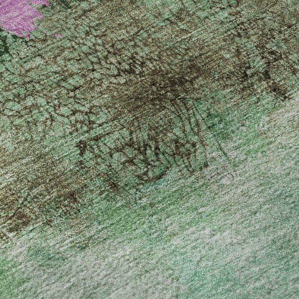 HomeRoots 10' X 14' Abstract Washable Area Rug in Green, Teal & Pink - Durable, Stain Resistant, UV Protected! 698053