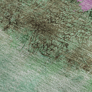 HomeRoots 10' X 14' Abstract Washable Area Rug in Green, Teal & Pink - Durable, Stain Resistant, UV Protected! 698053