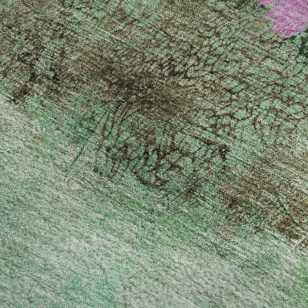 HomeRoots 10' X 14' Abstract Washable Area Rug in Green, Teal & Pink - Durable, Stain Resistant, UV Protected! 698053