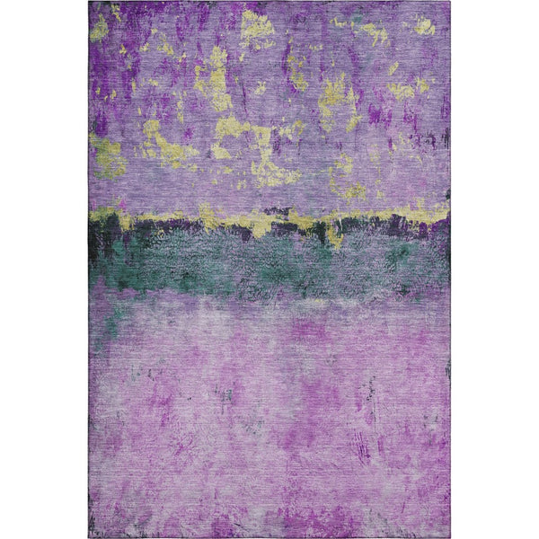 HomeRoots 9' X 12' Abstract Washable Area Rug in Plum, Gold & Emerald - Stylish UV-Protected & Durable Design 698058