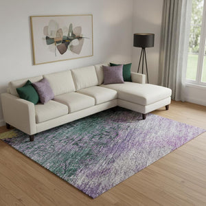 HomeRoots 10' X 14' Stylish Plum, Gold & Emerald Abstract Washable Area Rug with UV Protection & Non-Slip Backing 698059