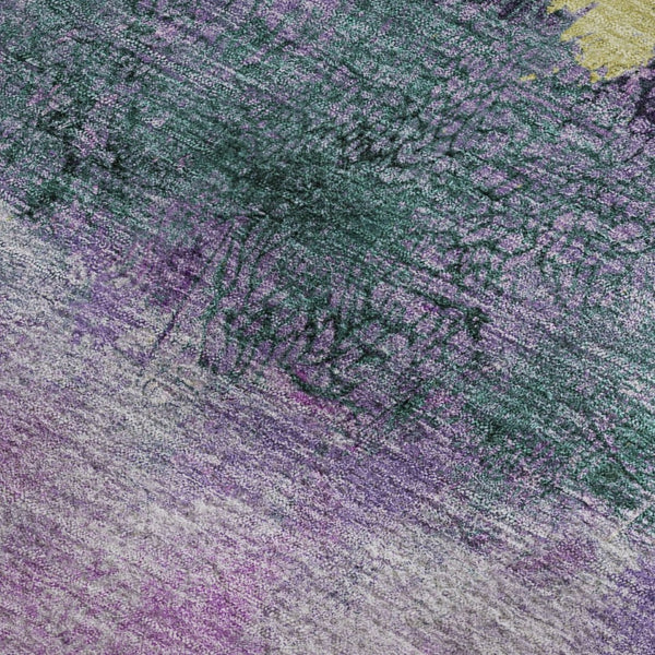 HomeRoots 10' X 14' Stylish Plum, Gold & Emerald Abstract Washable Area Rug with UV Protection & Non-Slip Backing 698059