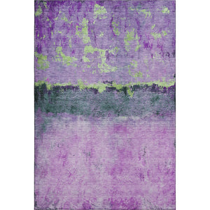 HomeRoots 8' Washable Abstract Area Rug in Purple, Lime Green & Teal - UV Resistant, Non-Slip, Durable Design 698063