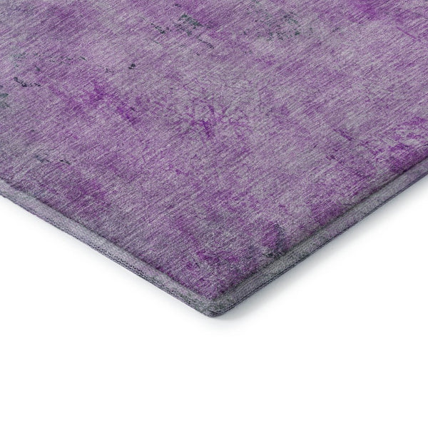 HomeRoots 8' Washable Abstract Area Rug in Purple, Lime Green & Teal - UV Resistant, Non-Slip, Durable Design 698063