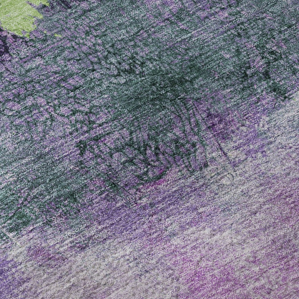 HomeRoots 9' Vibrant Abstract Washable Area Rug in Purple, Lime Green & Teal with UV Protection for Durability 698064