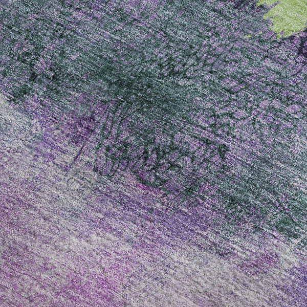 HomeRoots 9' Vibrant Abstract Washable Area Rug in Purple, Lime Green & Teal with UV Protection for Durability 698064