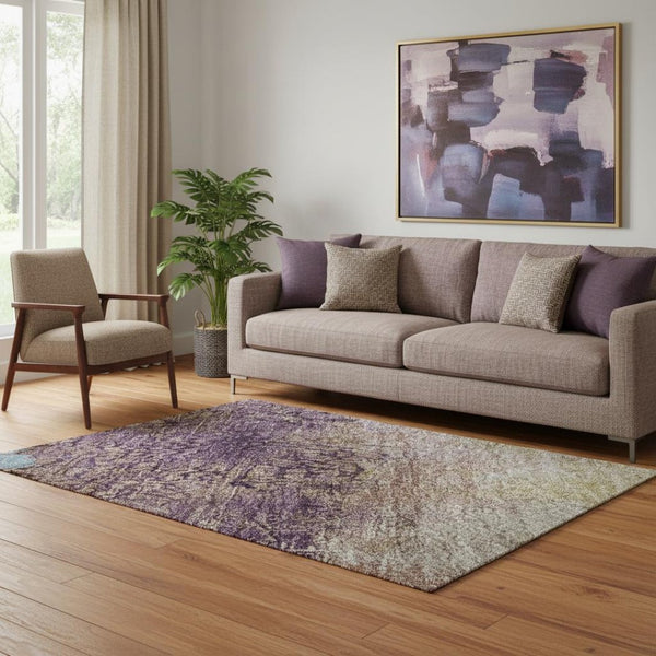 HomeRoots 5' X 8' Salmon Blue & Gold Abstract Area Rug – Washable, UV-Protected, Stylish & Durable for Homes 698067