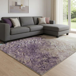 HomeRoots 8' X 10' Stylish Salmon Blue & Gold Abstract Area Rug - Washable, UV Protected, Perfect for Homes! 698069
