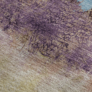 HomeRoots 8' X 10' Stylish Salmon Blue & Gold Abstract Area Rug - Washable, UV Protected, Perfect for Homes! 698069