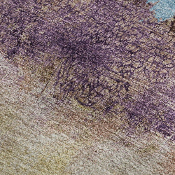 HomeRoots 8' X 10' Stylish Salmon Blue & Gold Abstract Area Rug - Washable, UV Protected, Perfect for Homes! 698069