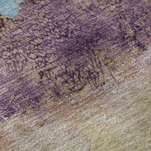 HomeRoots 10' X 14' Salmon Blue & Gold Abstract Area Rug - Washable, UV Protected, Ideal for Modern Living Spaces 698071
