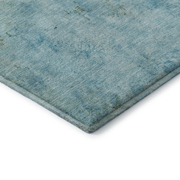 HomeRoots 9' X 12' Teal Gold Olive Green Abstract Washable Area Rug - UV Protected, Kid & Pet-Friendly Design 698076