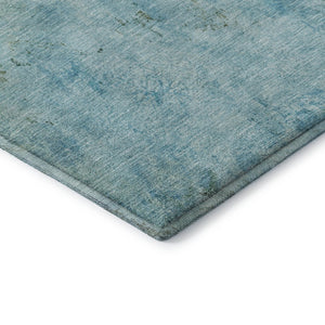 HomeRoots 10' X 14' Teal, Gold, & Olive Green Abstract Area Rug - Washable, UV Protected, & Stain Resistant! 698077