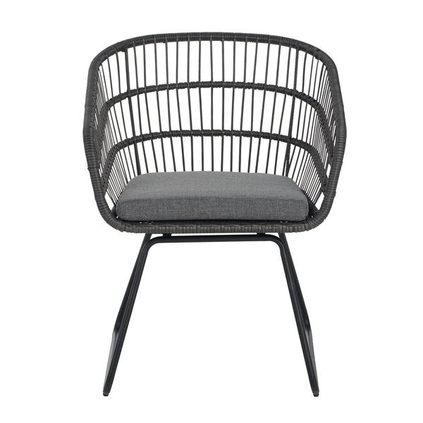 English Elm Christopher Knight Home® - TERRY Rattan Patio Chair Set (2) with Cushions, Gray Iron Frame, 300 lb Capacity, Quick Assembly N762P240844E