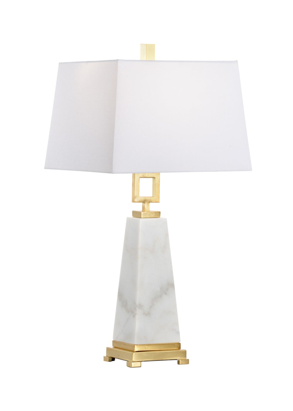 Chelsea House Marble Obelisk Table Lamp With Polished White Marble & Antique Brass Accents For Elegant Accent Lighting 69813